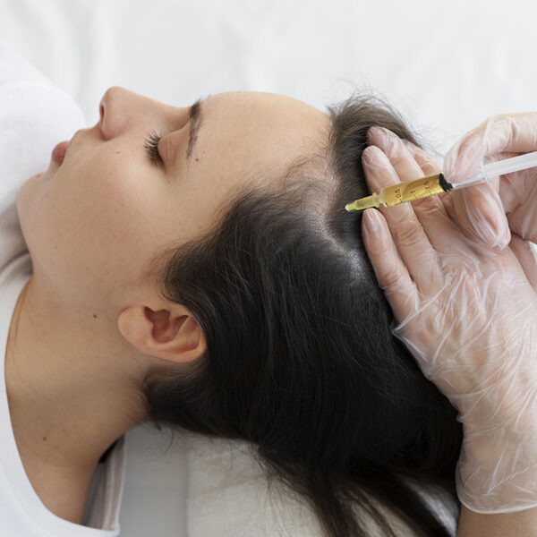 Tratamiento de plasma para el cuero cabelludo con dermatólogo